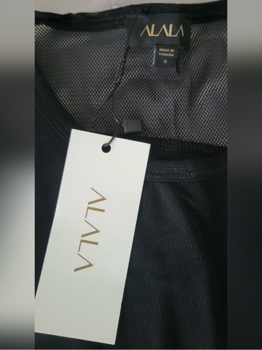 Alala Designer Yoga/ Sportswear Sz S Black Sheer Mesh Athletic Top - Picture 4 of 9